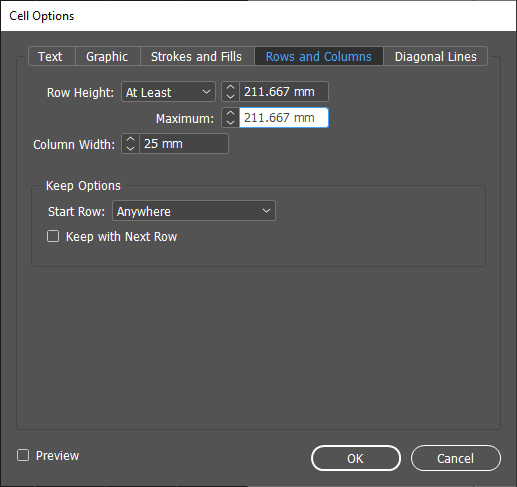 Changing the maximum height of a table cell row Catalog Tips